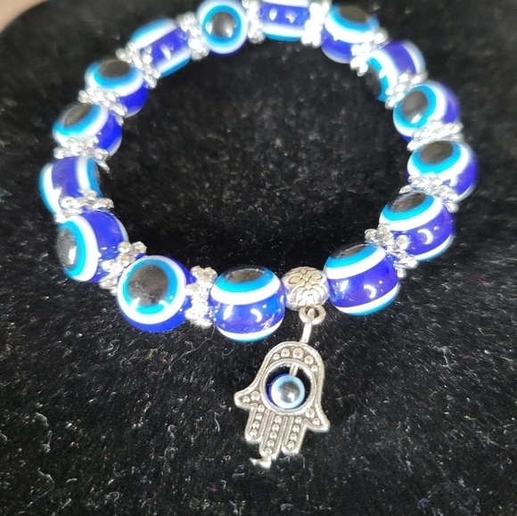 NWOT Evil Eye Royal Blue beaded unisex palm with eye - Picture 11 of 12